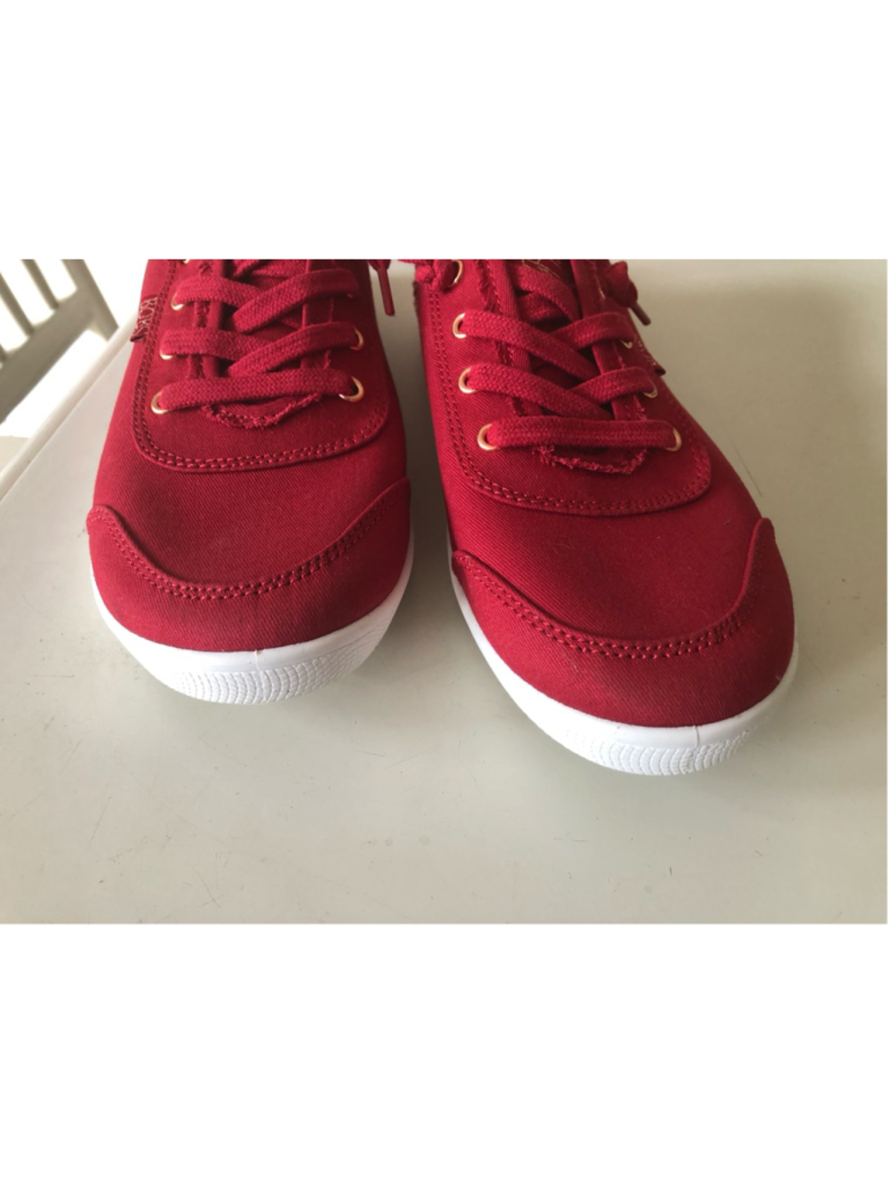 Bobs Skechers Bobs B Cute Dark Red Canvas Memory Foam Slip On Fashion Sneakers - Picture 7 of 12